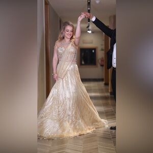 Ivory Gold Sequin Lehenga Choli